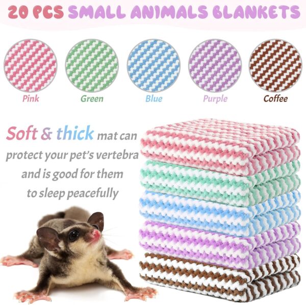 20 Pcs Guinea Pigs Blankets Hamster Fleece Cage Liners Soft Guinea Pig Accessories Small Animal Pet Blanket Sleep Bedding Mats Pet Supplies Bath Towels for Puppy Cat Rabbit (Multicolor, 14 x 30 Inch) - Image 4