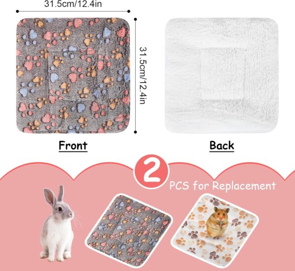 2 pcs Small Animal Plush Bed, Warm Fluffy Puppy Blanket, Fleece Sleep Pad Guinea Pig Hamster Rabbit Bed Mat Small Animal Winter Sleep Bedding Mat for Kitten,Bunny, Chinchilla, Squirrel, Hedgehog - Image 2