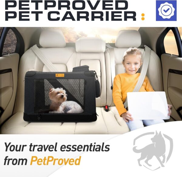 PetProved Dog Travel Crate Dog Carrier Cat Carrier Large Pet Carrier for Medium Dogs Puppy Carrier Soft Fabric Dog Car Crate Collapsible for Car - Image 9