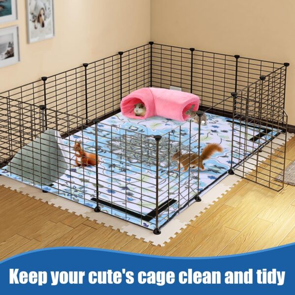 Guinea Pig Cage Liner, Reusable Pet Bed Mat with Removable Guinea Pig House & Tunnel for Cage, Guinea Pig Bedding Guinea Pig Mat with Waterproof Bottom for Small Animals 48" x 24"(Mandala Pattern) - Image 4