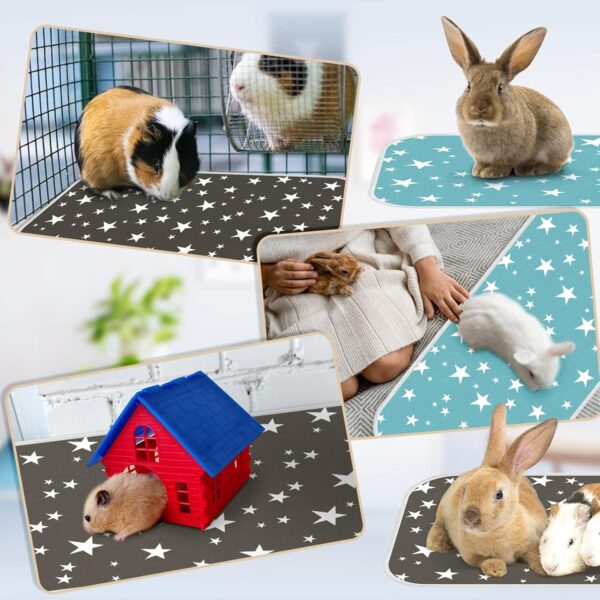 4 Pack Guinea Pig Cage Liners Absorbent Reusable Washable Guinea Pig Pee Pads Waterproof Hamster Bunny Small Animal Guinea Pig Bedding Puppy Kitten Whelping Box Mats for Cat 28 x 14 Inch, 2 Style - Image 4