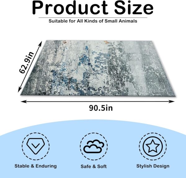 Fhiny Rabbit Cage Liners, 90" x 62" Washable Reusable Bunny Bedding Rabbit Floor Mats Pets Dog Whelping Pads with Anti Slip Bottom Pet Cage Liner for Punnies Chinchillas Cats Ferrets (Seaside Style-2) - Image 2