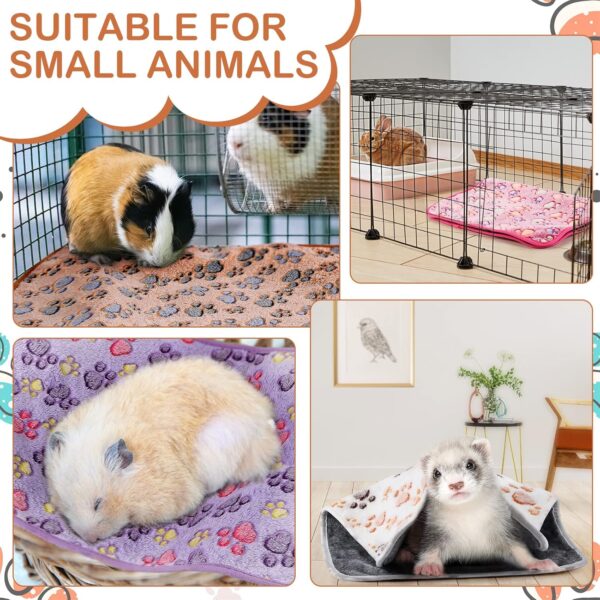 4 Pcs Waterproof Guinea Pig Blankets Washable Small Animal Fleece Bedding Absorbent Guinea Pig Cage Liners Reusable Pet Pee Pad Sleep Mat Pad Cover for Hamster Ferret (Paw Print, 28 x 56 Inch) - Image 6