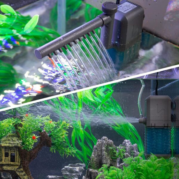 IREENUO Adjustable Fish Tank Filter, 600L/H Internal Aquarium Filter Pump with Spray Bar, 6W Silent Submersible Filter for Small Tank Up to 120 Litres - Image 7