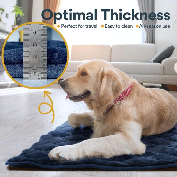 Dog Crate Bed Mat Washable Dog Crate Mattress Small Puppy Bed Pet Cushion 22inch Cat Bed for Indoor Cats Soft Puppy Cage Bed Flat Cat Bedding Dark Blue Dog Bed Mattress Medium Anti Slip 56x33cm S - Image 3