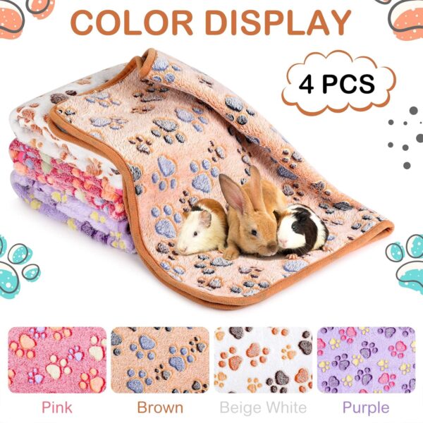 4 Pcs Waterproof Guinea Pig Blankets Washable Small Animal Fleece Bedding Absorbent Guinea Pig Cage Liners Reusable Pet Pee Pad Sleep Mat Pad Cover for Hamster Ferret (Paw Print, 28 x 56 Inch) - Image 7