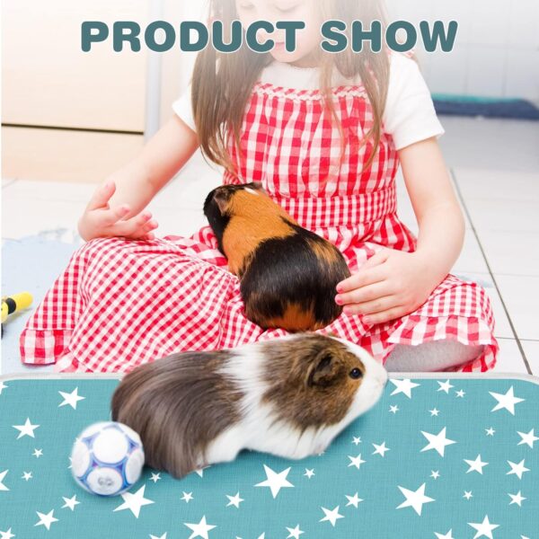 4 Pack Guinea Pig Cage Liners Absorbent Reusable Washable Guinea Pig Pee Pads Waterproof Hamster Bunny Small Animal Guinea Pig Bedding Puppy Kitten Whelping Box Mats for Cat 28 x 14 Inch, 2 Style - Image 5