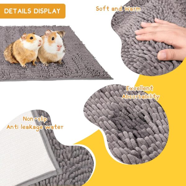 UNIFAMILY Fleece Guinea Pig Cage Liners, Washable Guinea Pig Bedding Pads, Super Absorbent, Waterproof, Reusable Pee Pad for Small Pet Cages (14" X 8.3") (Grey) - Image 3
