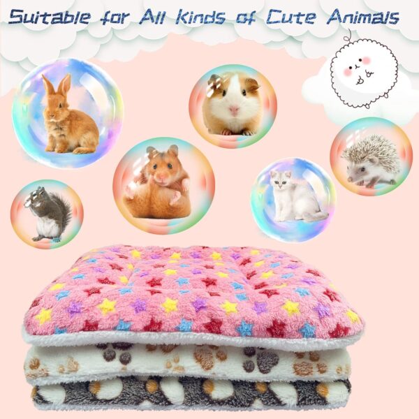 XMPEKO 3PCS Small Animal Plush Bed - 50 * 40 * 3cm, Fluffy Soft Warm Fleece Guinea Pig Bedding Mat Blanket for Cage Accessories for Rabbit Bunny Chinchilla Squirrel Hedgehog Hamster - Image 3