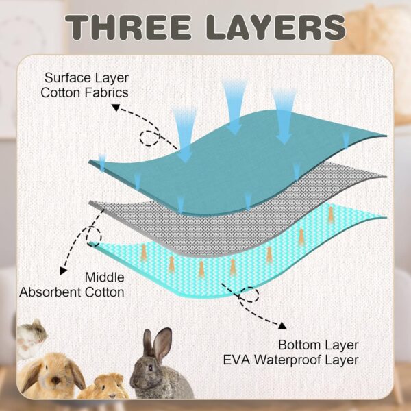 6 Pack Guinea Pig Cage Liners Absorbent Reusable Washable Guinea Pig Pee Pads Waterproof Bunny Hamster Bedding Puppy Kitten Whelping Box Mats for Cat Small Animal Dog, 3 Styles (13 x 18 Inch) - Image 4