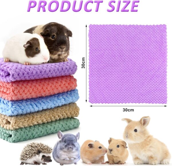 10Pcs Guinea Pig Fleece Blanket, 12 x 12In Guinea Pig Bedding, Reusable Hamster Cage Liners Washable Pet Pee Pad Small Animal Soft Sleep Mat Pad Cover for Hedgehog Hamster Chinchilla Ferret(5 Color) - Image 2