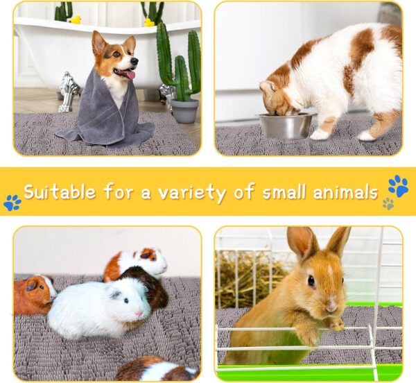 UNIFAMILY Fleece Guinea Pig Cage Liners, Washable Guinea Pig Bedding Pads, Super Absorbent, Waterproof, Reusable Pee Pad for Small Pet Cages (14" X 8.3") (Grey) - Image 4