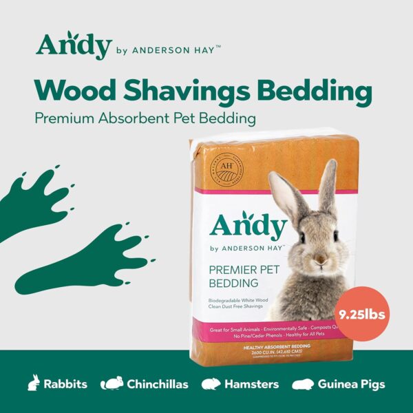 Andy White Wood Shavings Bedding, Premium Pet Bedding for Hamster, Rabbit & Small Pets, 9.25 lb - Image 2