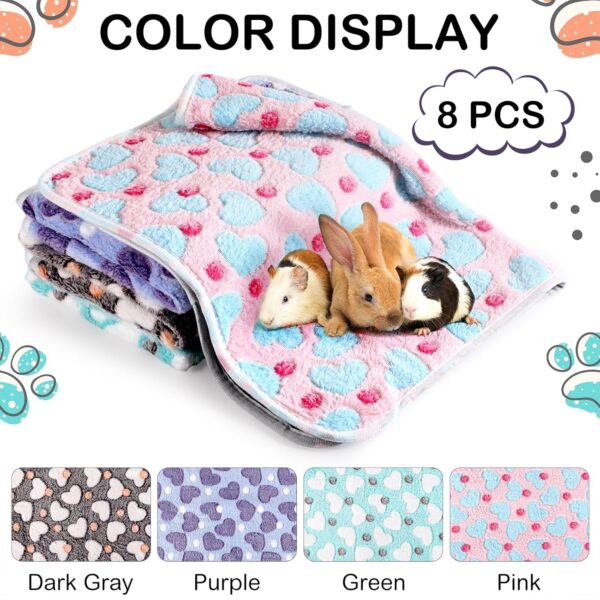 Tudomro 8 Pcs Guinea Pig Bedding Cage Liners Bulk Waterproof Blankets Small Animal Flannel Throw Bedding Absorbent Reusable Pet Pee Sleep Mat Pad Cover for Hamster Ferret (Heart,16 x 24 Inch) - Image 6