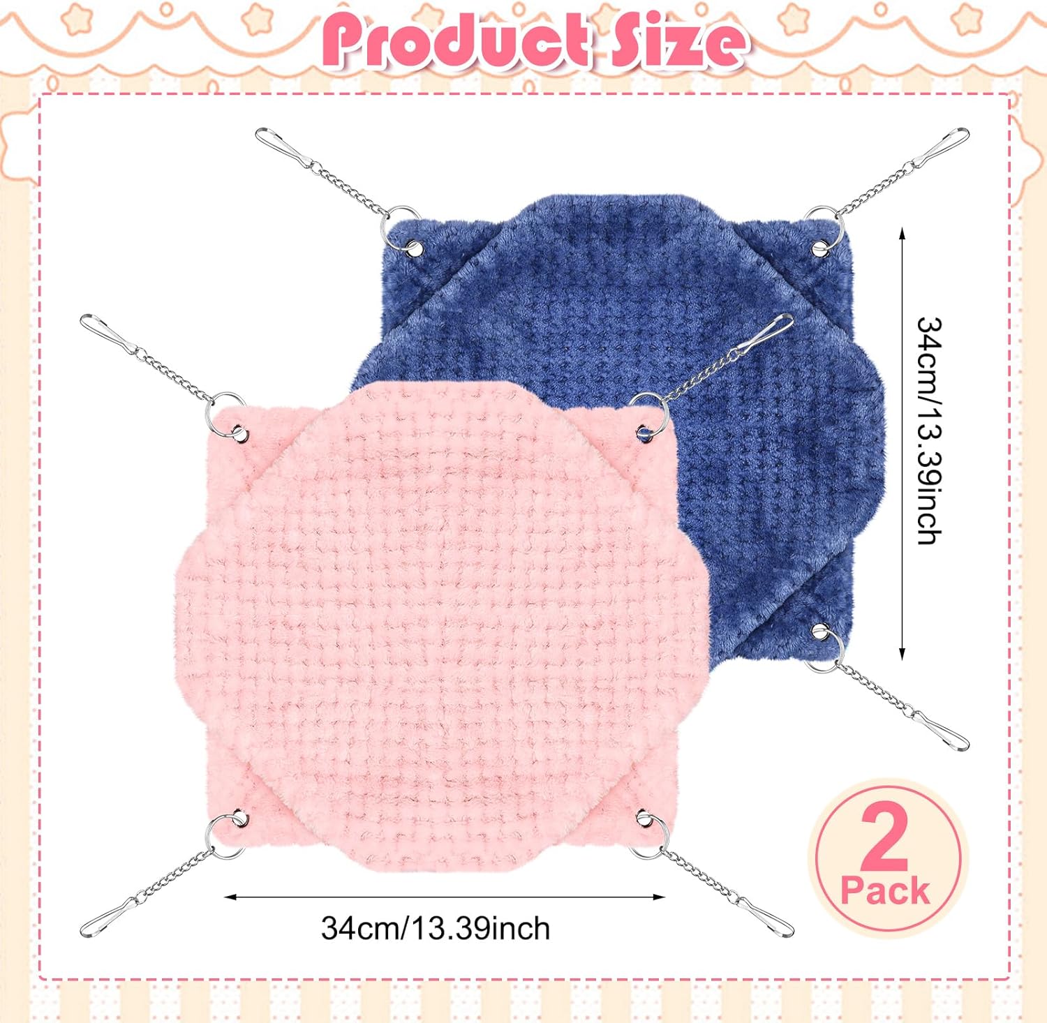 GSrenyu 2 Pack Double-Layer Small Animals Hanging Hammock, Pet Cage Hammock, Soft Fluffy Rat Hammock Toys, Warm Hanging Beds for Guinea Pig Parrot ferret Squirrel Hamster Rat Playing Sleeping Beds - Image 2