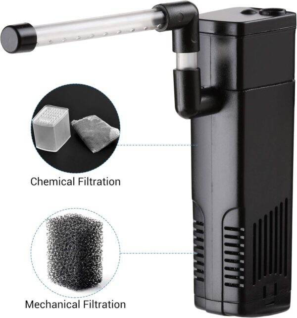 NICREW Fish Tank Filter, Internal Aquarium Filter for Small Tank, Coldwater or Tropical Aquariums, Up to 20L Black - Image 5