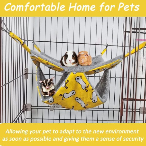 Yellow Pet Cage Hammock, Hamster Hanging Bed Plush Sugar Glider Cage Chinchilla Swing Nest Guinea Pig Nap Warm Ferrets Hideout Accessories Toy for Small Animals Rat Rabbit Squirrel - Image 7