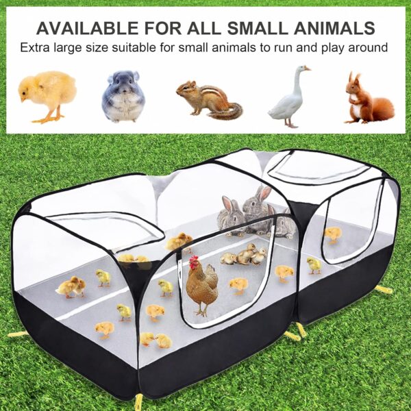 KEESIN Small Animals Playpen with Detachable Bottom Breathable Transparent Mesh Walls, Foldable Pet Enclosure Reptiles Cage for Puppy Kitten Rabbits Chicken Indoor Outdoor Exercise Yard Fence - Image 3