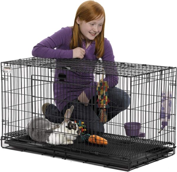 Midwest Homes for Pets Wabbitat Folding Rabbit Cage, 93.98 cm (37-Inch) Long, Includes 1.27 cm (1/2-inch) Floor Grid and removable plastic tray, Black, Model 157 - Image 2