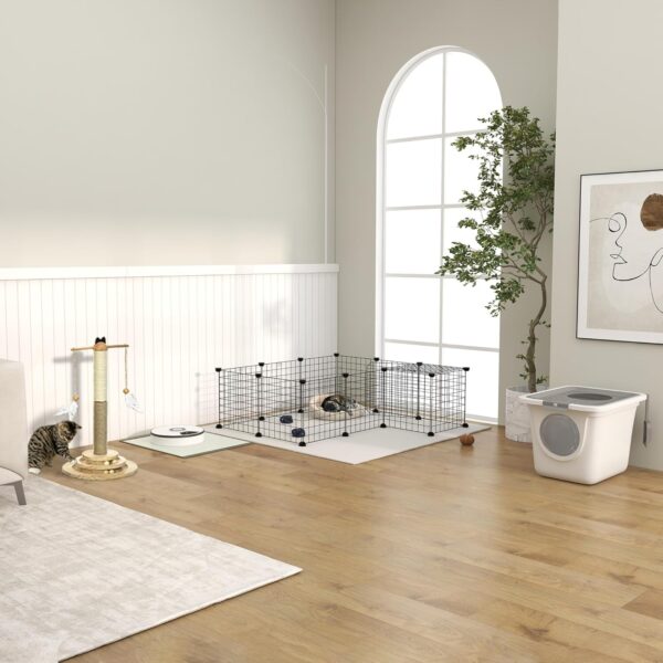 PawHut DIY Pet Playpen Metal Wire Fence Indoor Outdoor Rabbit Small Animals Cage 36 Panel Enclosure Black - Image 9