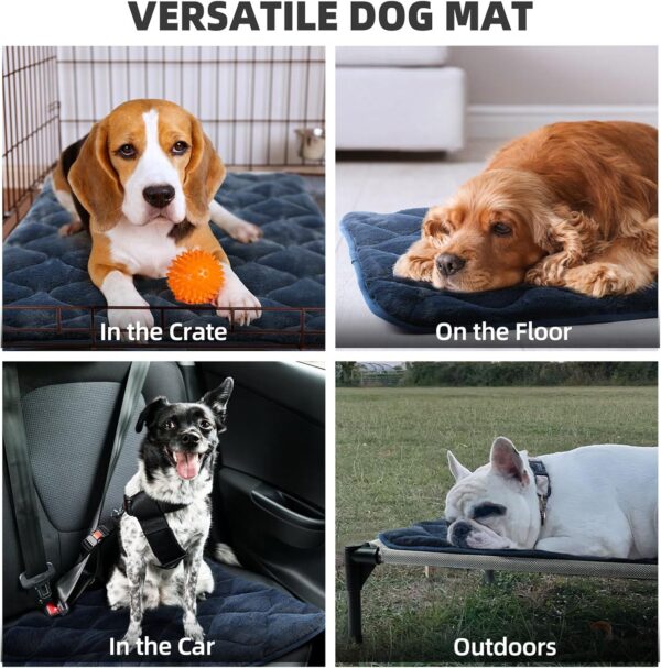 Dog Crate Bed Mat Washable Dog Crate Mattress Small Puppy Bed Pet Cushion 22inch Cat Bed for Indoor Cats Soft Puppy Cage Bed Flat Cat Bedding Dark Blue Dog Bed Mattress Medium Anti Slip 56x33cm S - Image 5