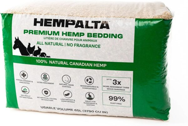 HEMPALTA Premium Hemp Bedding for Small Animals & Chickens: Ultra-Absorbent, Dust-Free & Comfortable (65L) - Image 2