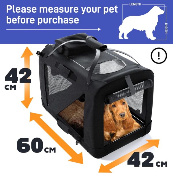 PetProved Dog Travel Crate Dog Carrier Cat Carrier Large Pet Carrier for Medium Dogs Puppy Carrier Soft Fabric Dog Car Crate Collapsible for Car - Image 4