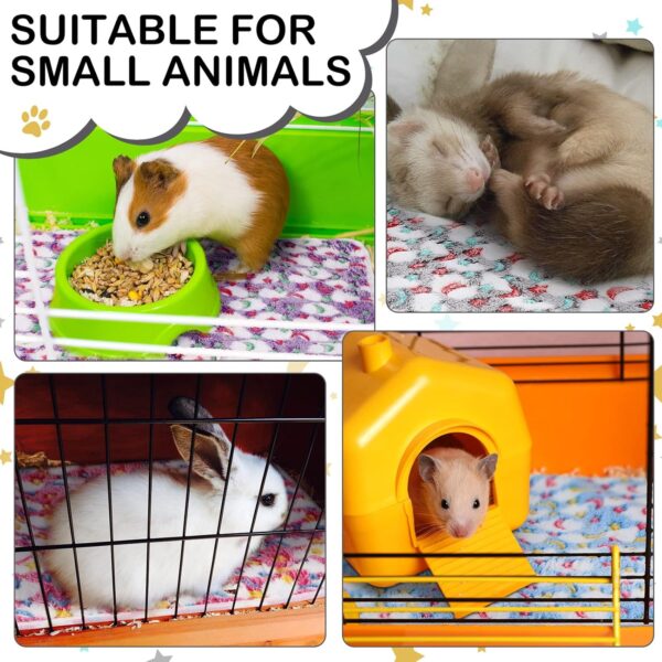 4 Pcs Waterproof Guinea Pig Blankets Washable Small Animal Fleece Bedding Absorbent Guinea Pig Cage Liners Reusable Pet Pee Pad Sleep Mat Pad Cover for Hamster Ferret (Moon Star Pattern, 12 x 12 Inch) - Image 5