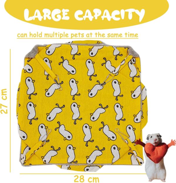 Yellow Pet Cage Hammock, Hamster Hanging Bed Plush Sugar Glider Cage Chinchilla Swing Nest Guinea Pig Nap Warm Ferrets Hideout Accessories Toy for Small Animals Rat Rabbit Squirrel - Image 2
