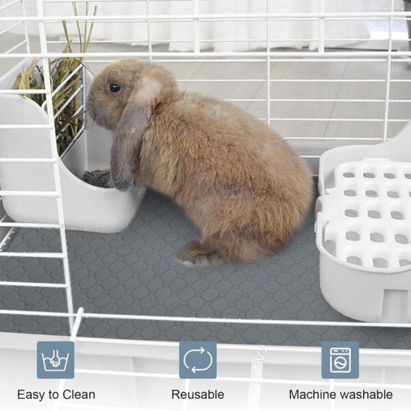 3 Pack Guinea Pig Cage Liners, Waterproof 47x 24 Inch Guinea Pig Pee Pads, Washable Reusable Super Absorbent Guinea Pig Bedding, Small Animal Pet Anti Slip Accessories for Cage with Brush Dustpan - Image 2