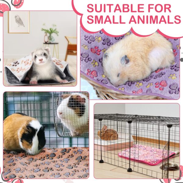 Tudomro 8 Pcs Guinea Pig Bedding Cage Liners Bulk Waterproof Blankets Small Animal Flannel Throw Bedding Absorbent Reusable Pet Pee Sleep Mat Pad Cover for Hamster Ferret (Paw,35 x 24 Inch) - Image 5