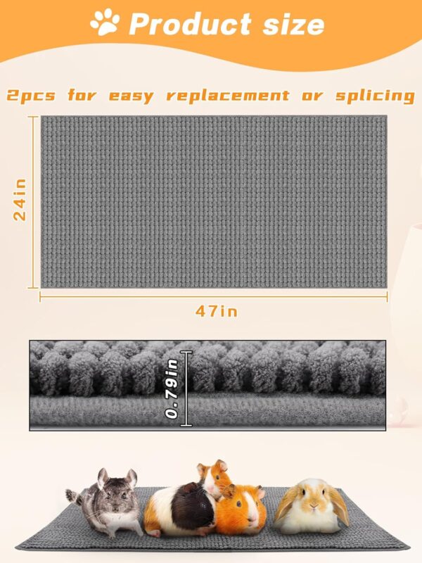 MEWTOGO 2 Pcs Washable Guinea Pig Fleece Cage Liners, Reusable & Non-Slip Guinea Pig Pee Pads, Soft Small Pet Bedding Mats for Rabbits Hamsters Ferrets - 24'' x 47'' - Image 6
