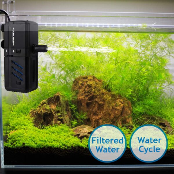 NO.17 Submersible Aquarium Internal Filter 6W, Adjustable Fish Tank Filter with 500L/H Water Pump for 50-150L Fish Tank - Image 4