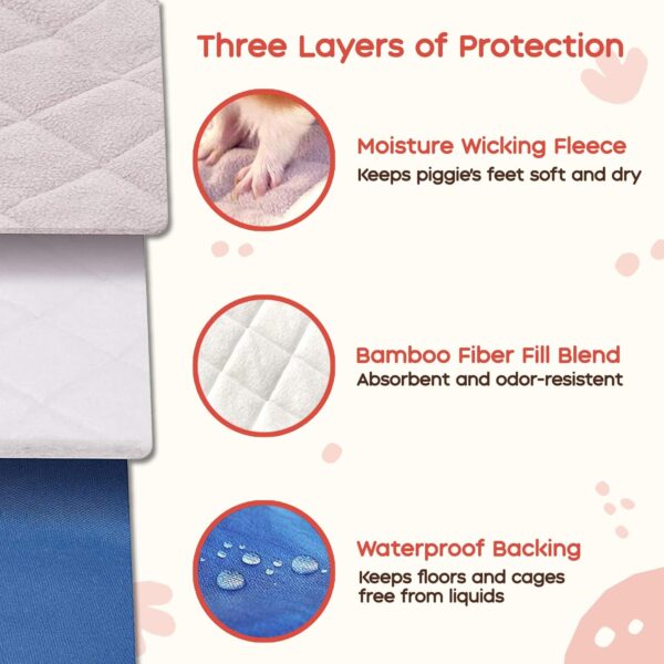 GuineaDad Premium Liner - Rainy Day Fleece Guinea Pig Bedding - Ultra-Plush Reusable Guinea Pig Cage Liner - AirCell Technology - Extra Absorbent Bamboo Pet Supplies - Waterproof Bottom - 2x4 C&C - Image 3