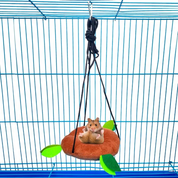 5PCS Hamster Hammock Rat Hanging Bed House Guinea Pig Nest Cage Toy Accessories Forest Pattern Cage Toys Accessories Leaf Hanging Tunnel and Swing for Small Animal Glider Squirrel Playing Sleeping - Image 6