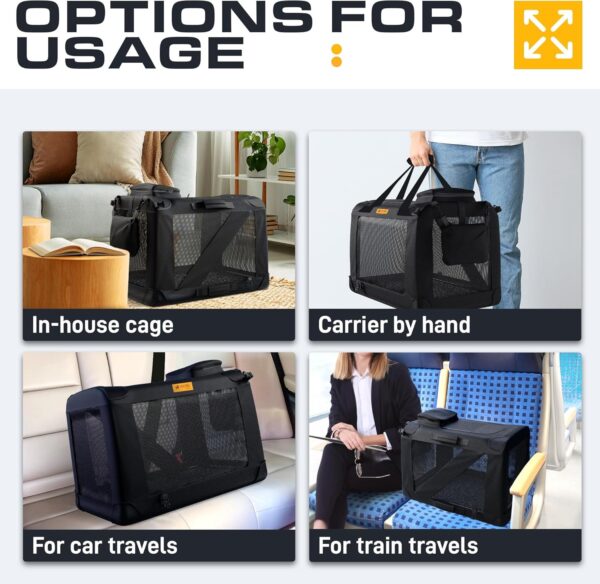PetProved Dog Travel Crate Dog Carrier Cat Carrier Large Pet Carrier for Medium Dogs Puppy Carrier Soft Fabric Dog Car Crate Collapsible for Car - Image 5