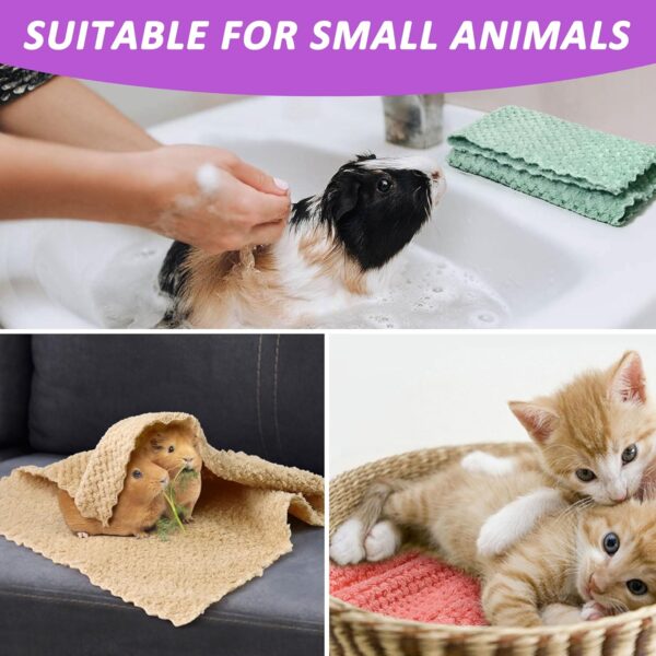 10Pcs Guinea Pig Fleece Blanket, 12 x 12In Guinea Pig Bedding, Reusable Hamster Cage Liners Washable Pet Pee Pad Small Animal Soft Sleep Mat Pad Cover for Hedgehog Hamster Chinchilla Ferret(5 Color) - Image 7