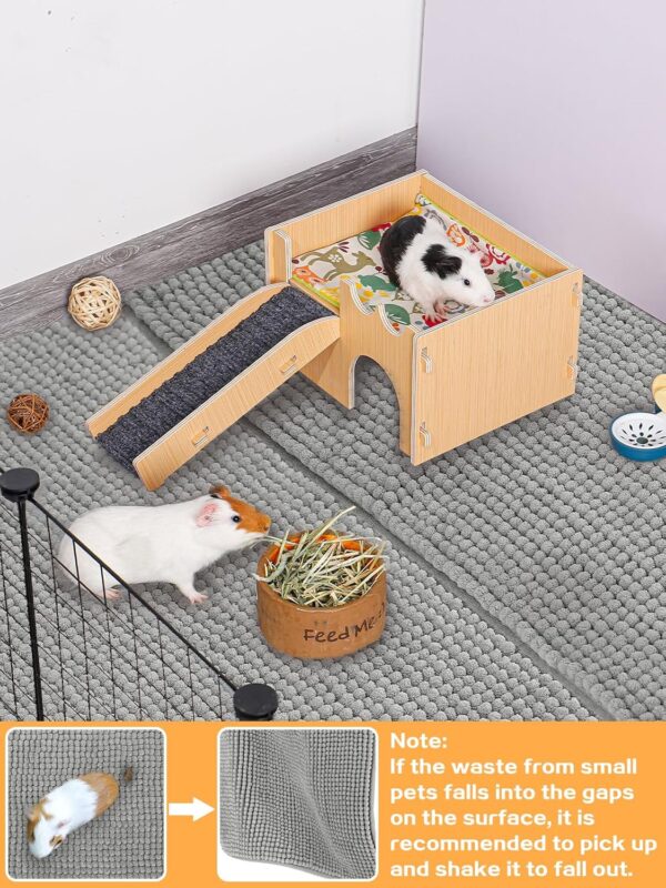 MEWTOGO 2 Pcs Washable Guinea Pig Fleece Cage Liners, Reusable & Non-Slip Guinea Pig Pee Pads, Soft Small Pet Bedding Mats for Rabbits Hamsters Ferrets - 24'' x 47'' - Image 5