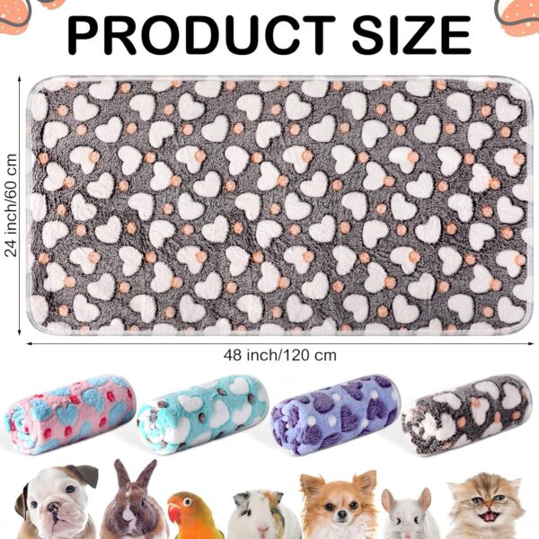 Tudomro 8 Pcs Guinea Pig Bedding Cage Liners Bulk Waterproof Blankets Small Animal Flannel Throw Bedding Absorbent Reusable Pet Pee Sleep Mat Pad Cover for Hamster Ferret (Heart,47 x 24 Inch) - Image 2