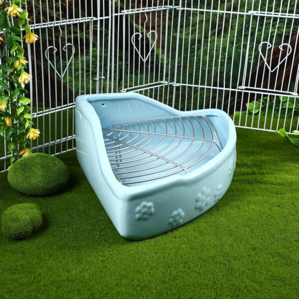 Small Animal Litter Cage Ceramic Triangle Potty Trainer Corner Litter Ferret Litter Box Bedding Box Pet Pan for Rabbit Bunny Chinchilla Ferret Guinea Pig Hamster - Image 8