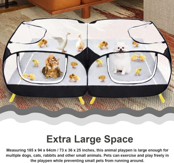 KEESIN Small Animals Playpen with Detachable Bottom Breathable Transparent Mesh Walls, Foldable Pet Enclosure Reptiles Cage for Puppy Kitten Rabbits Chicken Indoor Outdoor Exercise Yard Fence - Image 2