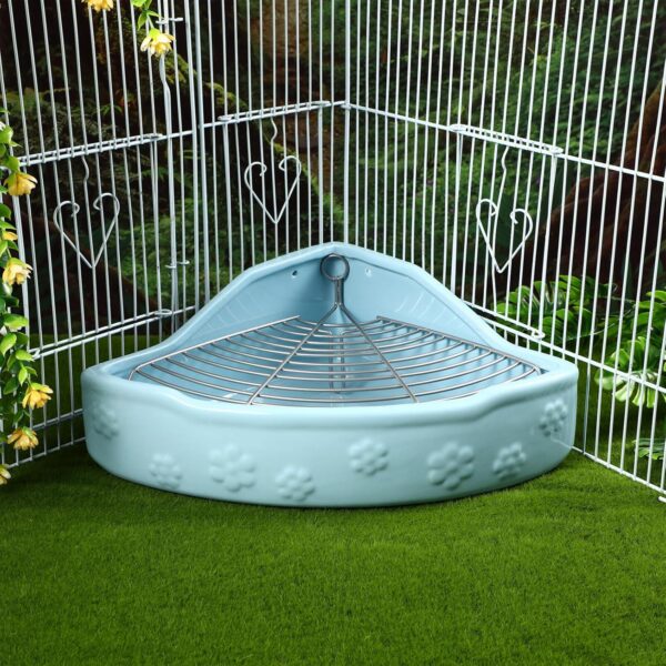 Small Animal Litter Cage Ceramic Triangle Potty Trainer Corner Litter Ferret Litter Box Bedding Box Pet Pan for Rabbit Bunny Chinchilla Ferret Guinea Pig Hamster - Image 9