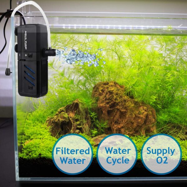 NO.17 Submersible Aquarium Internal Filter 6W, Adjustable Fish Tank Filter with 500L/H Water Pump for 50-150L Fish Tank - Image 3