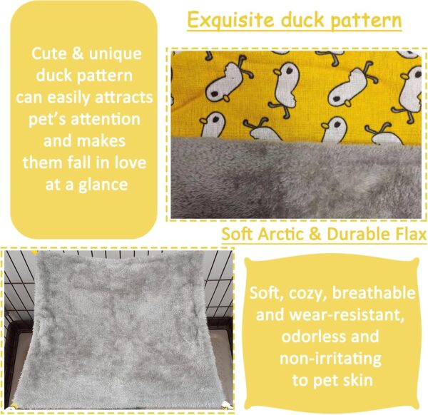 Yellow Pet Cage Hammock, Hamster Hanging Bed Plush Sugar Glider Cage Chinchilla Swing Nest Guinea Pig Nap Warm Ferrets Hideout Accessories Toy for Small Animals Rat Rabbit Squirrel - Image 3