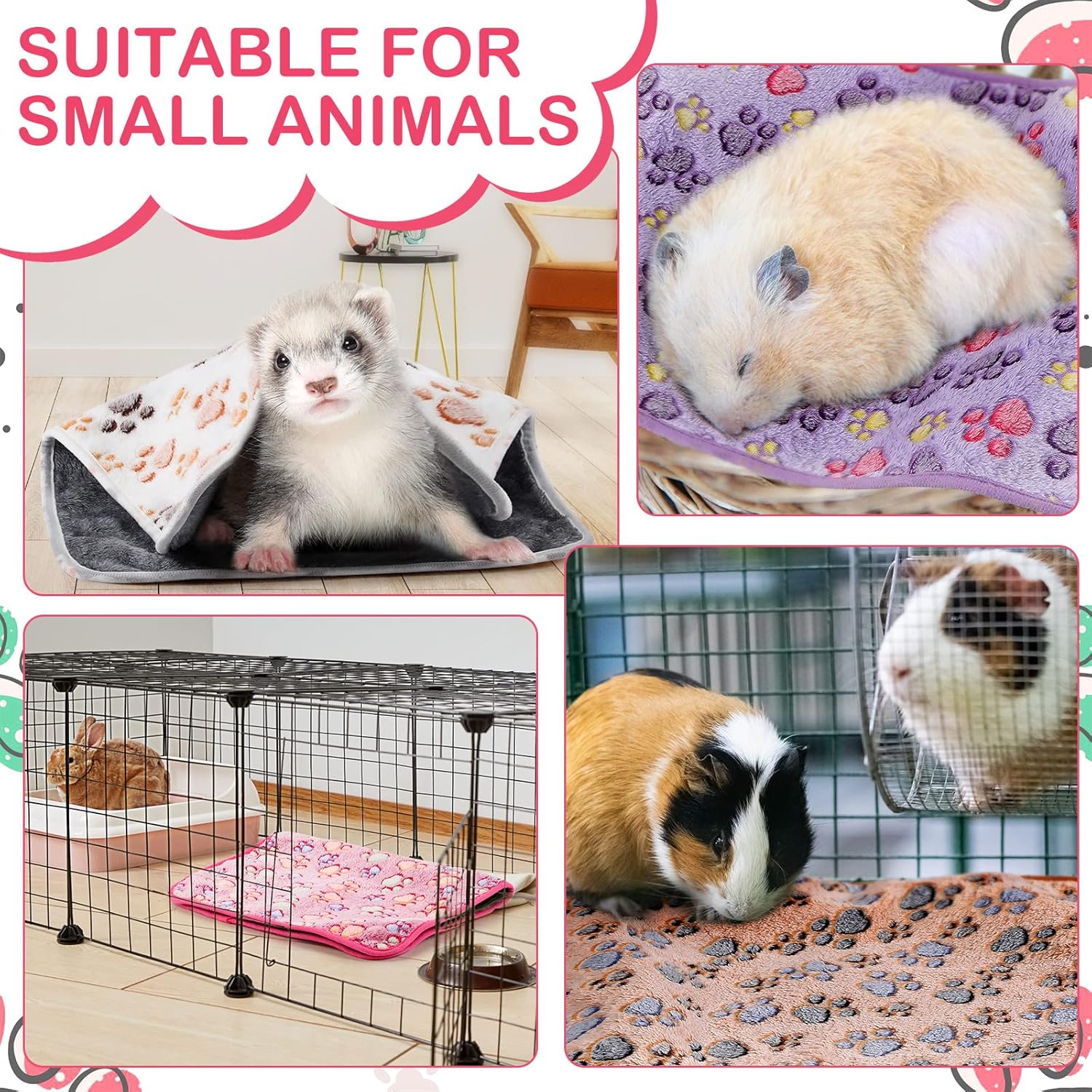 Tudomro 8 Pcs Bulk Waterproof Guinea Pig Blankets Small Animal Flannel Throw Bedding Absorbent Guinea Pig Cage Liners Reusable Pet Pee Pad Sleep Mat Pad Cover for Hamster Rabbit Ferret (14 x 28 Inch) - Image 6