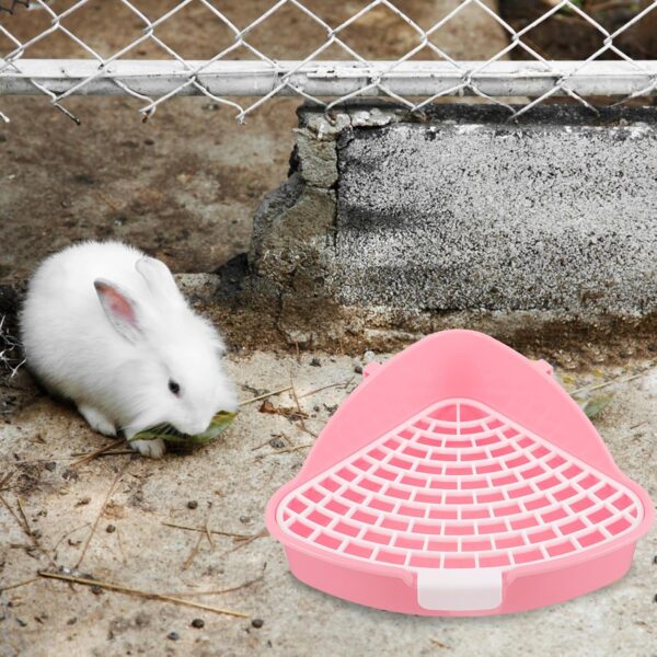 Bins Small Animal Litter Box Triangle Small Pet Trainer Potty Cage Corner Bedding Box Toilet Pan for Rabbit Bunny Guinea Pigs Chinchilla Ferret Blue Aquarium Gravel - Image 2