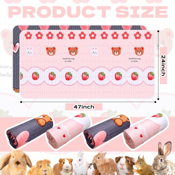 4 Pcs Guinea Pig Bedding, Washable Guinea Pig Cage Liner,Reusable Rabbit Bedding Waterproof Guinea Pig Pee Pads, Absorbent Guinea Pig Bedding for Small Animals Hamster Rabbit Squirrel Cage（ Bear - Image 2