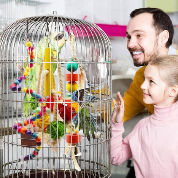 MQUPIN Bird Parrot Toys 12 Pack,Budgie Toys Parrots Cage Toys Hanging Swing Climbing Shredding Perches Toys Ladders Sepak Takraw Parrot Bite Toy Cockatiel Toys for Parakeet Budgerigar - Image 8
