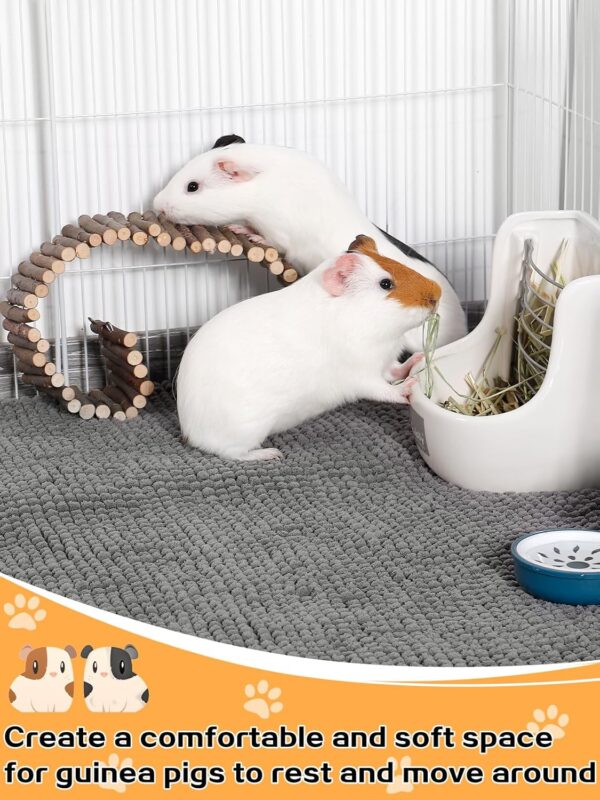 MEWTOGO 2 Pcs Washable Guinea Pig Fleece Cage Liners, Reusable & Non-Slip Guinea Pig Pee Pads, Soft Small Pet Bedding Mats for Rabbits Hamsters Ferrets - 24'' x 47'' - Image 3