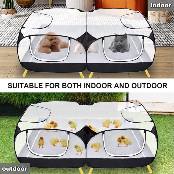 KEESIN Small Animals Playpen with Detachable Bottom Breathable Transparent Mesh Walls, Foldable Pet Enclosure Reptiles Cage for Puppy Kitten Rabbits Chicken Indoor Outdoor Exercise Yard Fence - Image 4